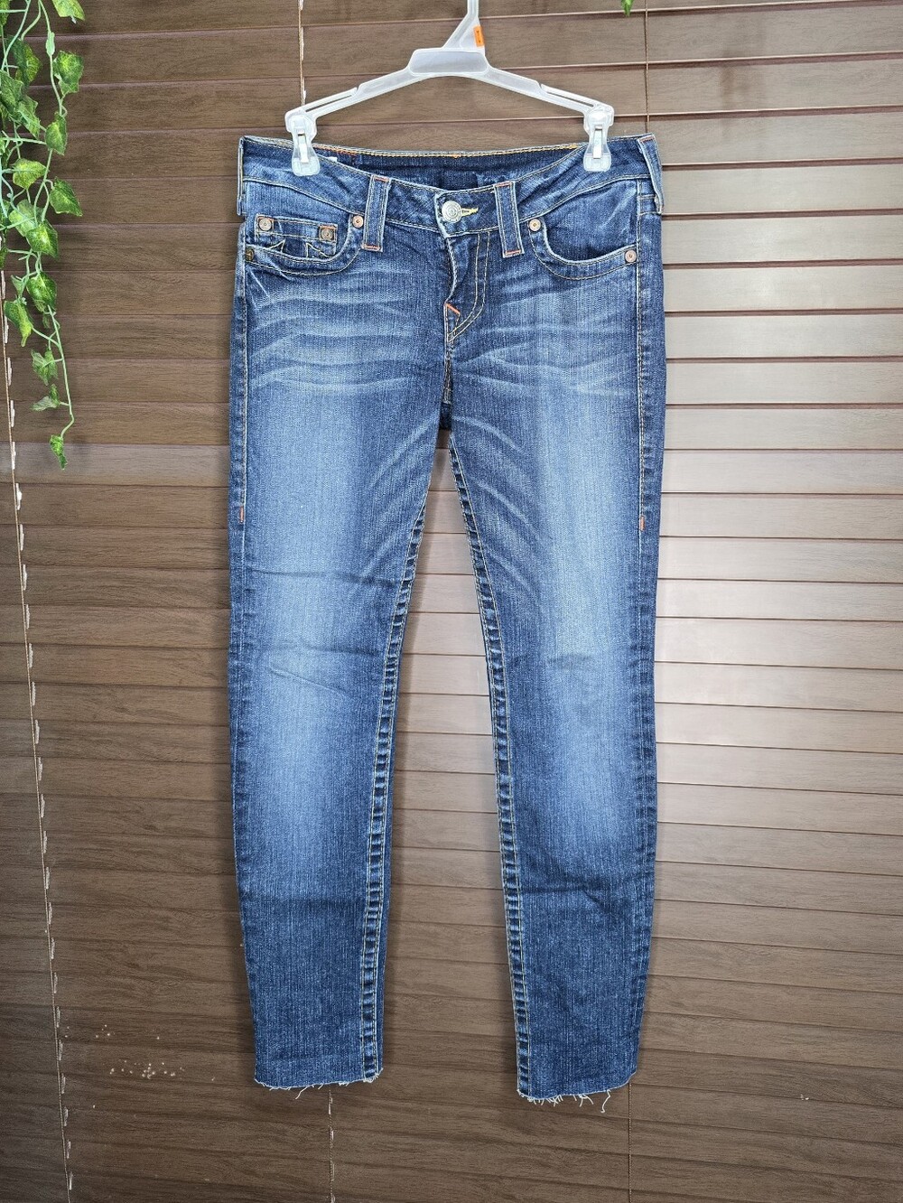 True Religion Stella Low Rise Skinny Raw Hem Women's Jeans Size 28